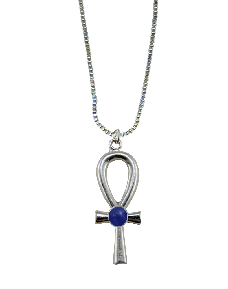 Sterling Silver Egyptian Ankh Pendant With Lapis Lazuli Sterling Silver Egyptian Ankh Pendant With Lapis Lazuli